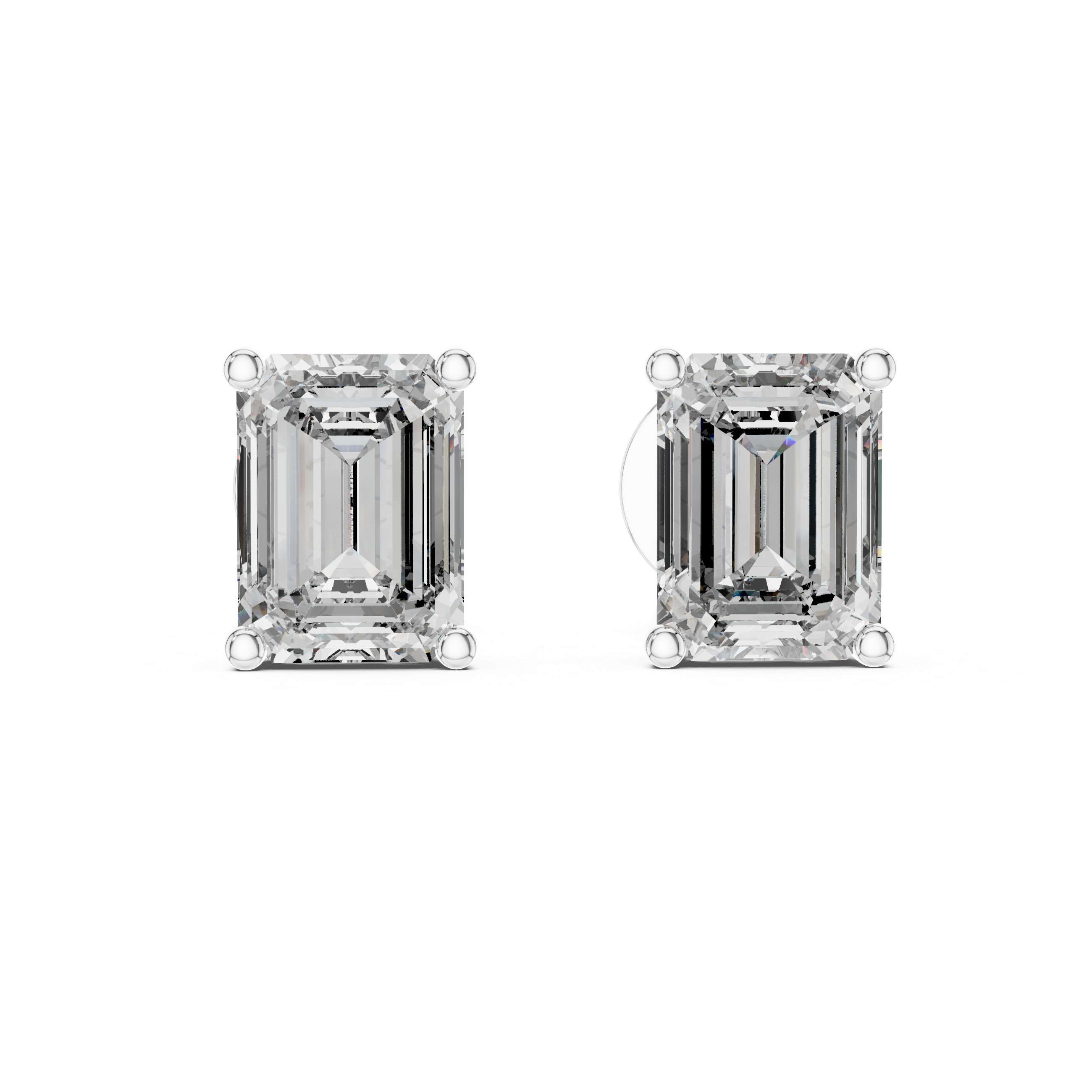 Emerald diamond Lab grown earstuds prong setting
