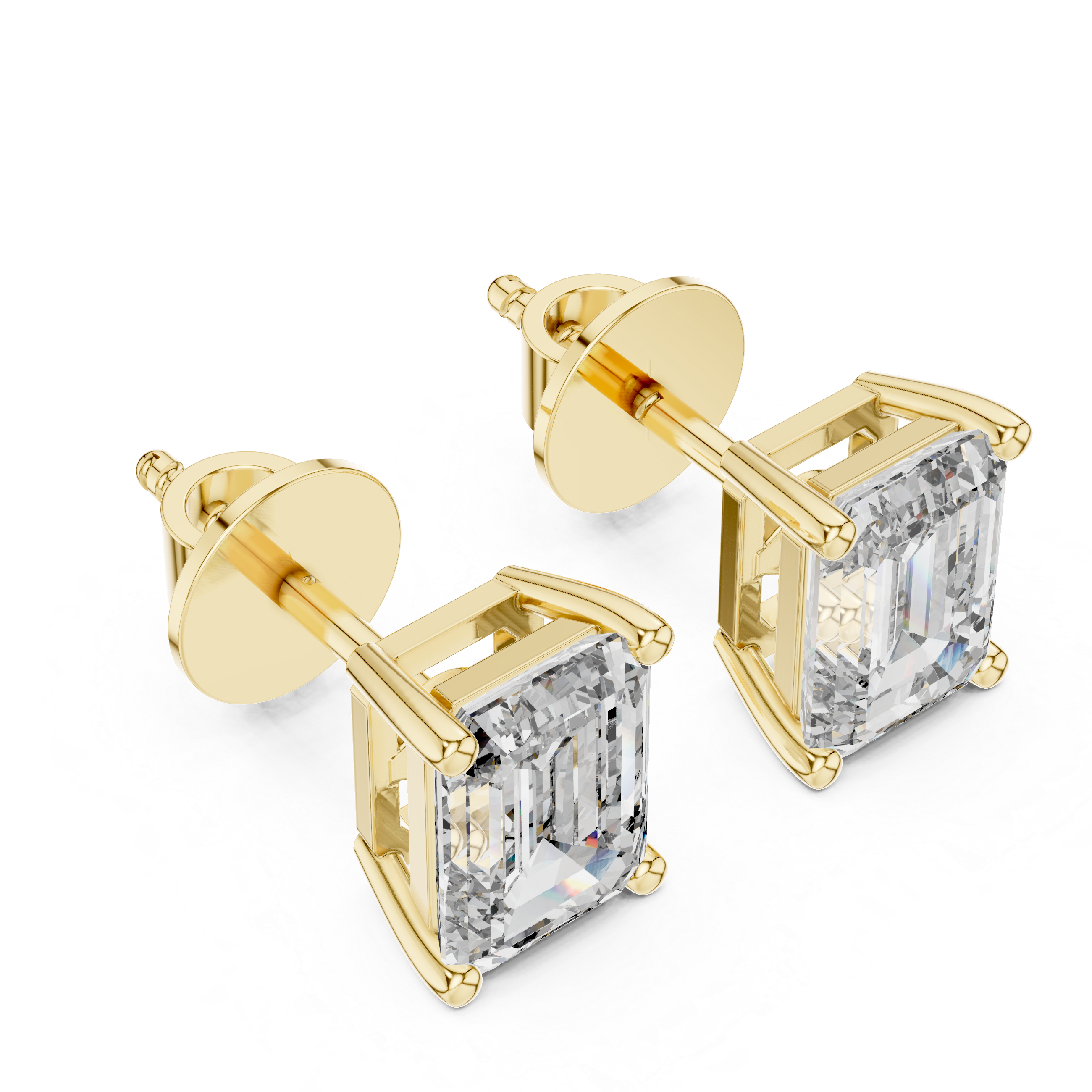 Emerald diamond Lab grown earstuds prong setting