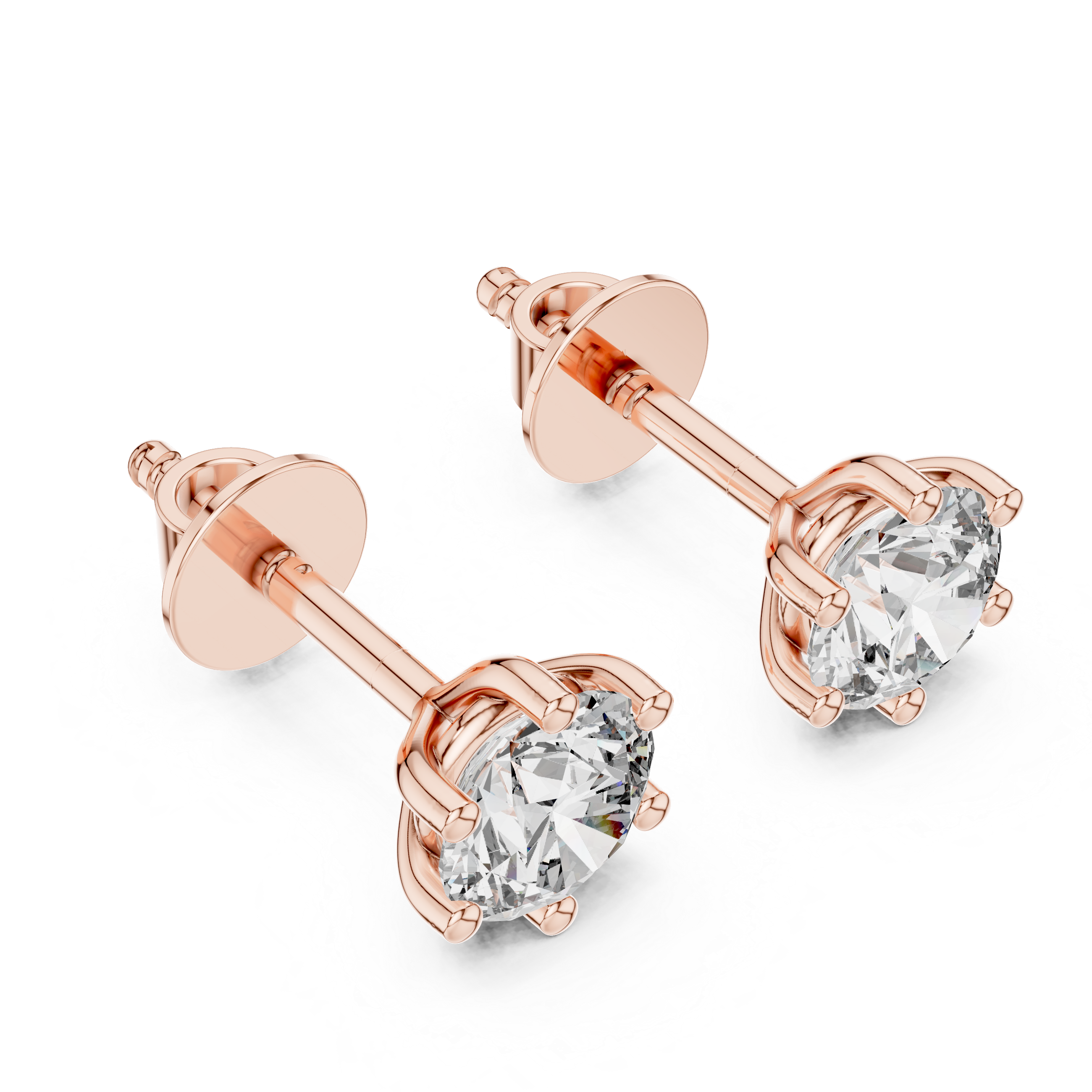 Round diamond Lab grown earstuds six prongs