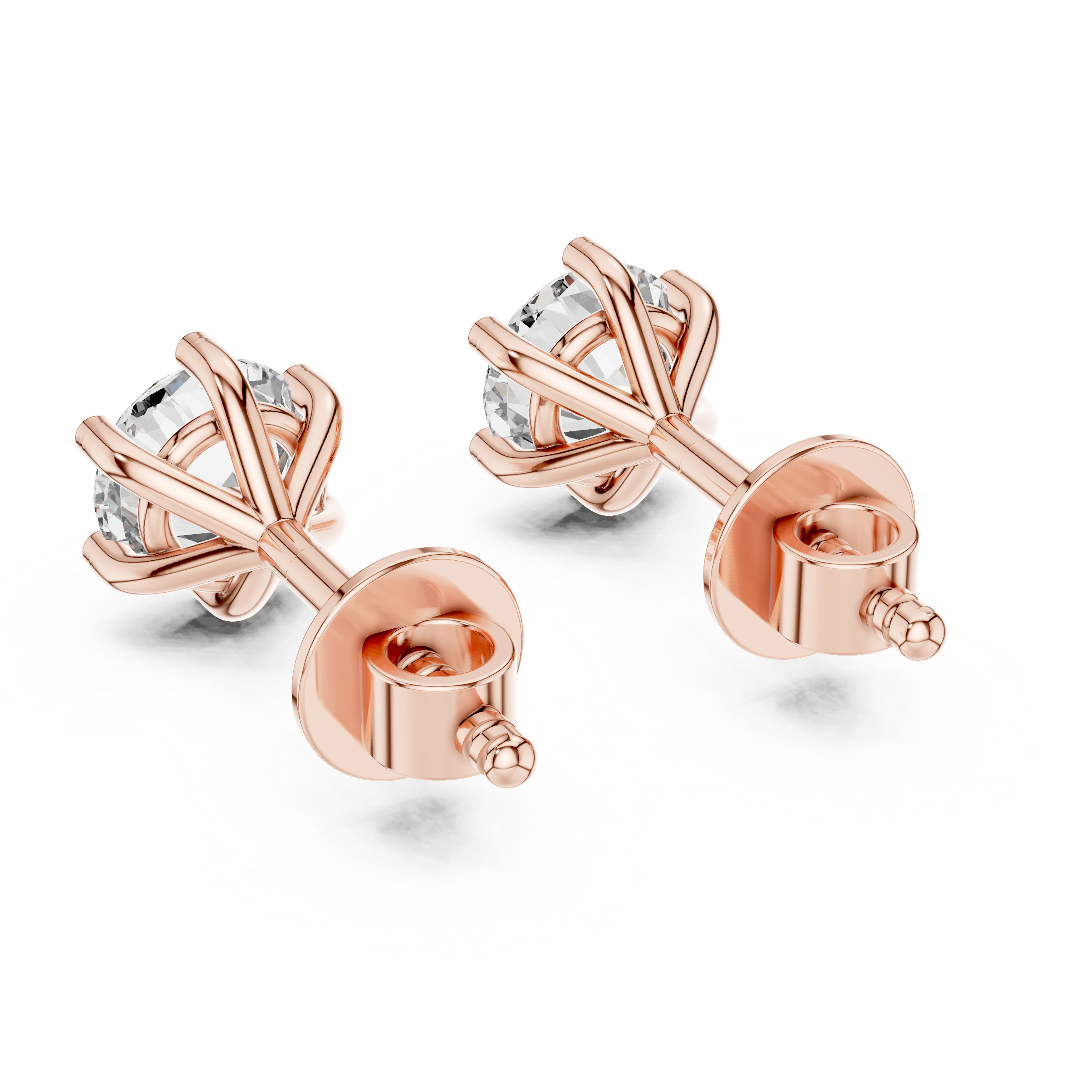 Round diamond Lab grown earstuds six prongs