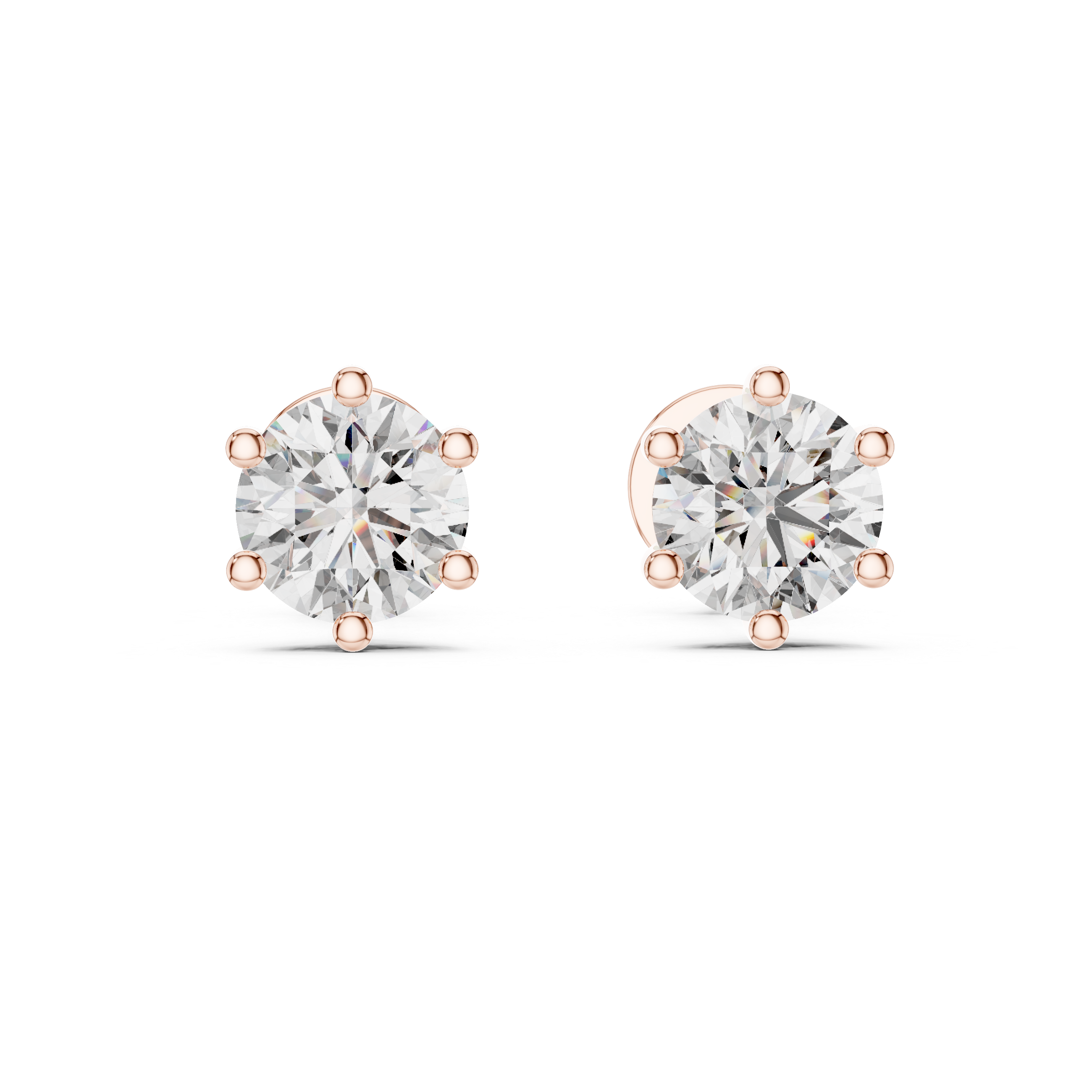 Round diamond Lab grown earstuds six prongs