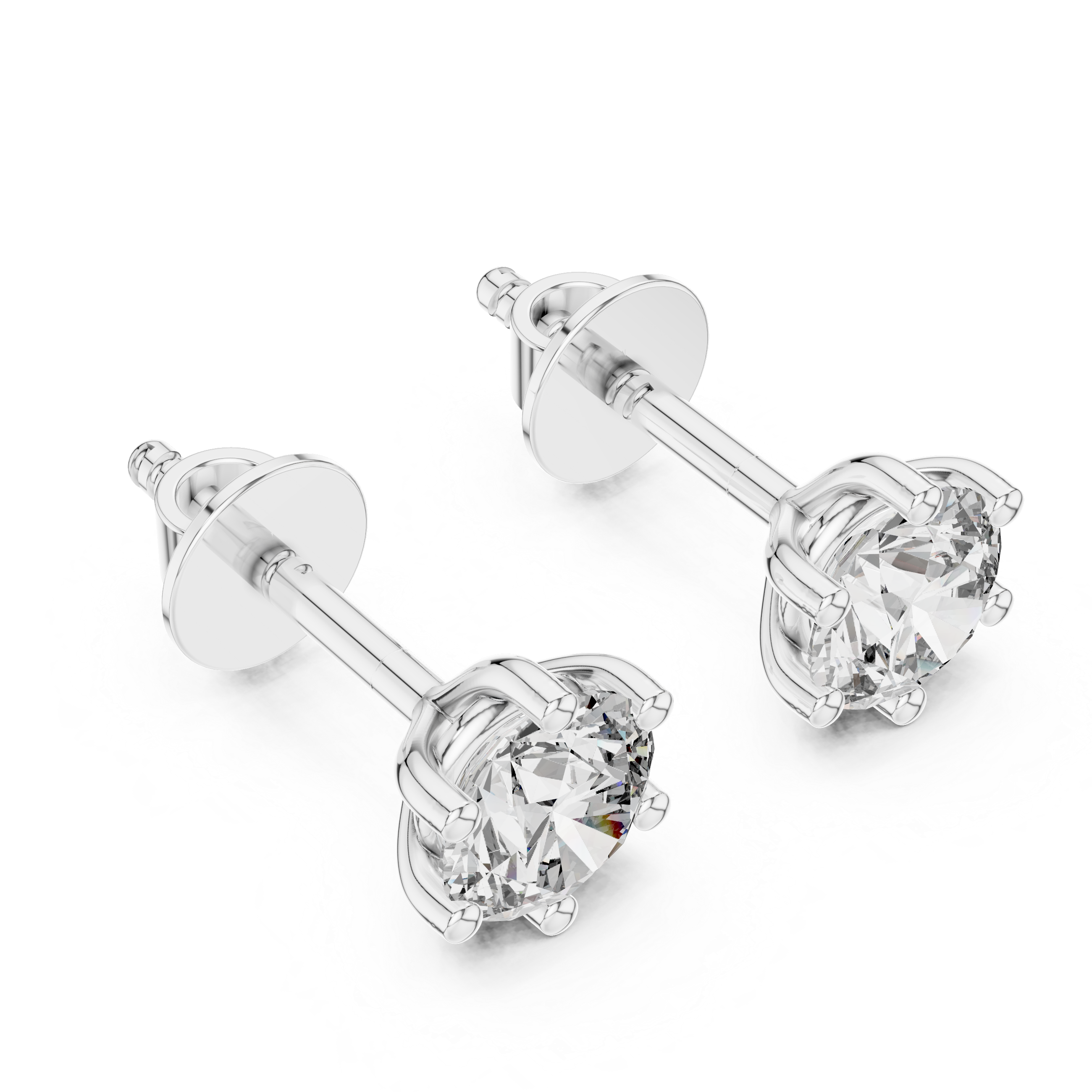 Round diamond Lab grown earstuds six prongs