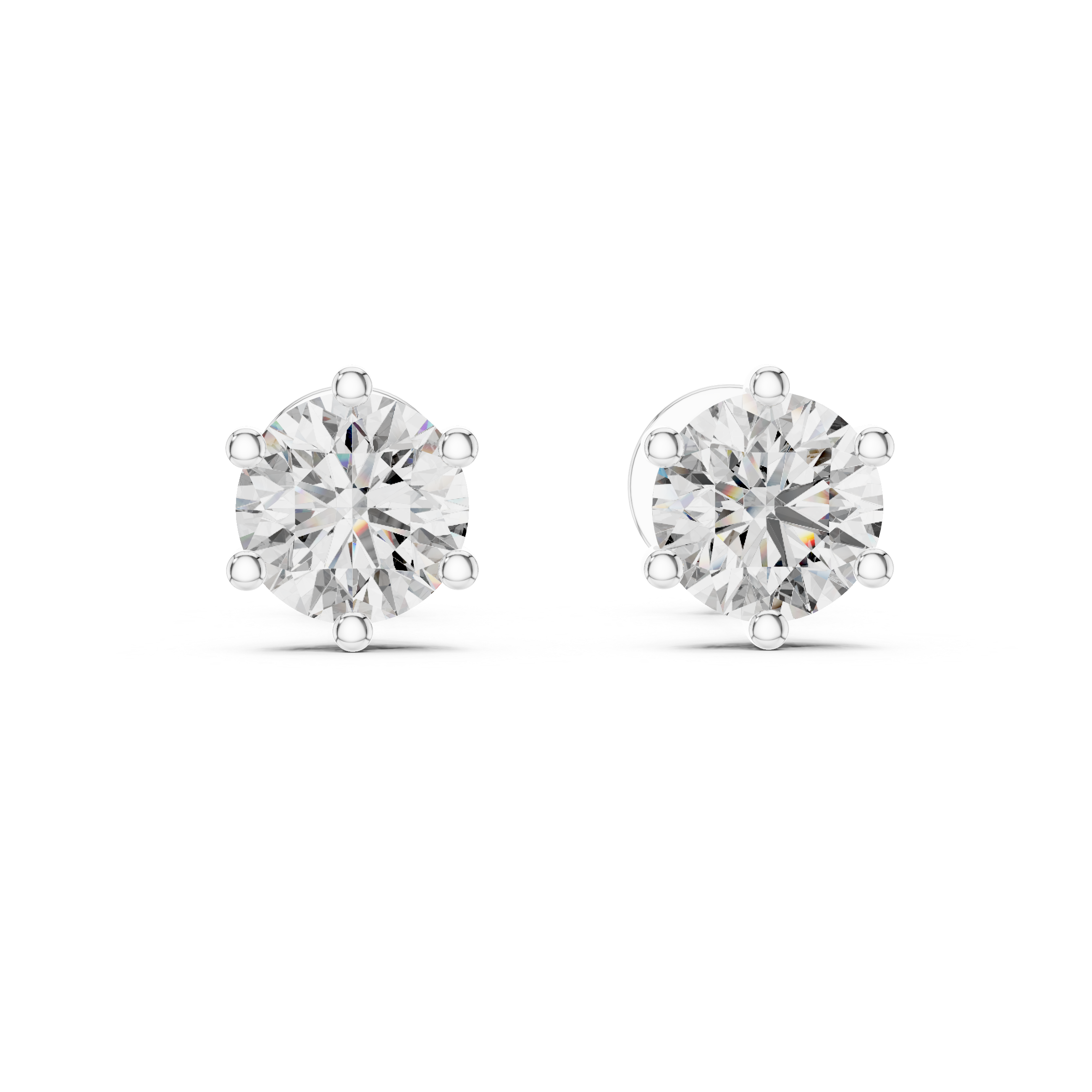 Round diamond Lab grown earstuds six prongs