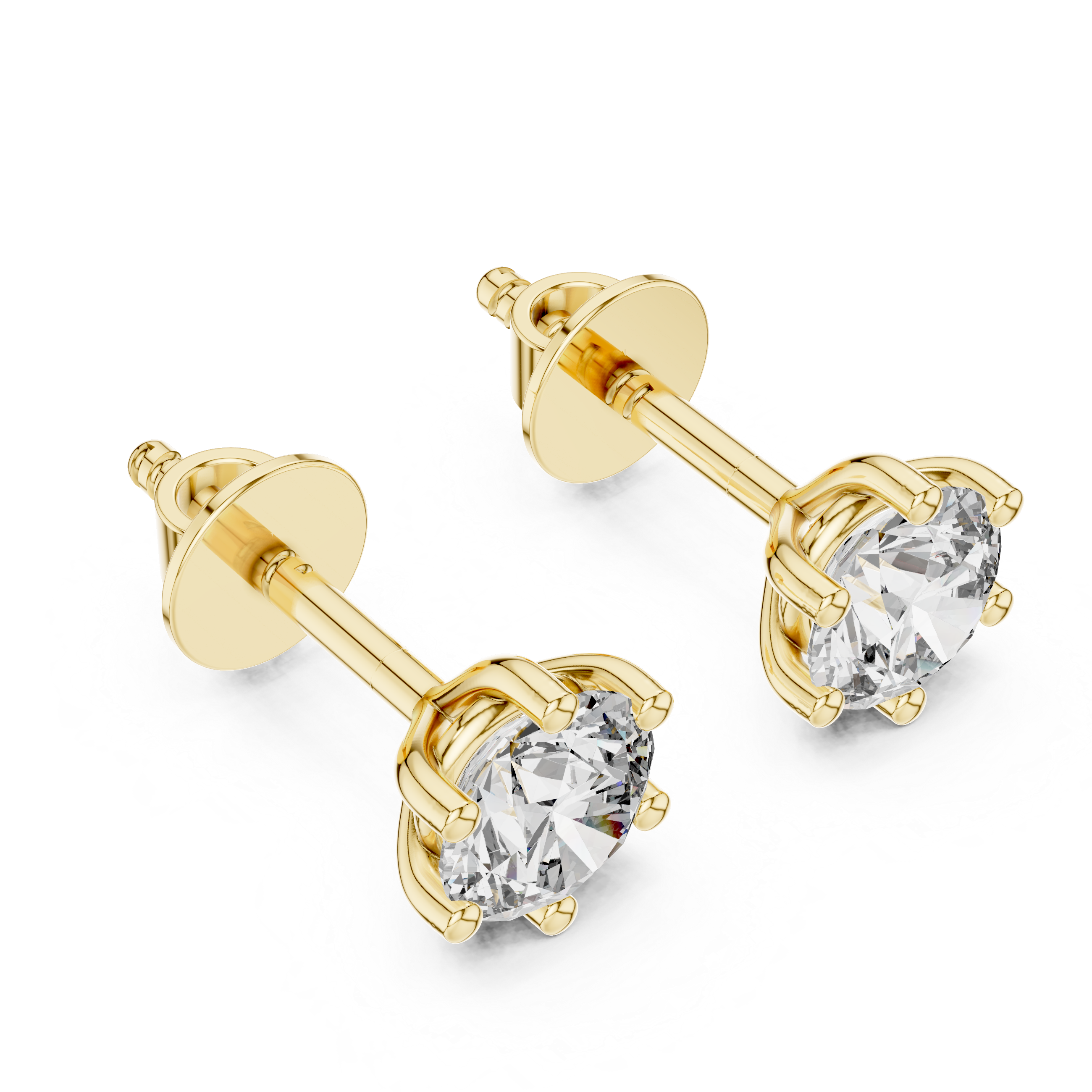 Round diamond Lab grown earstuds six prongs