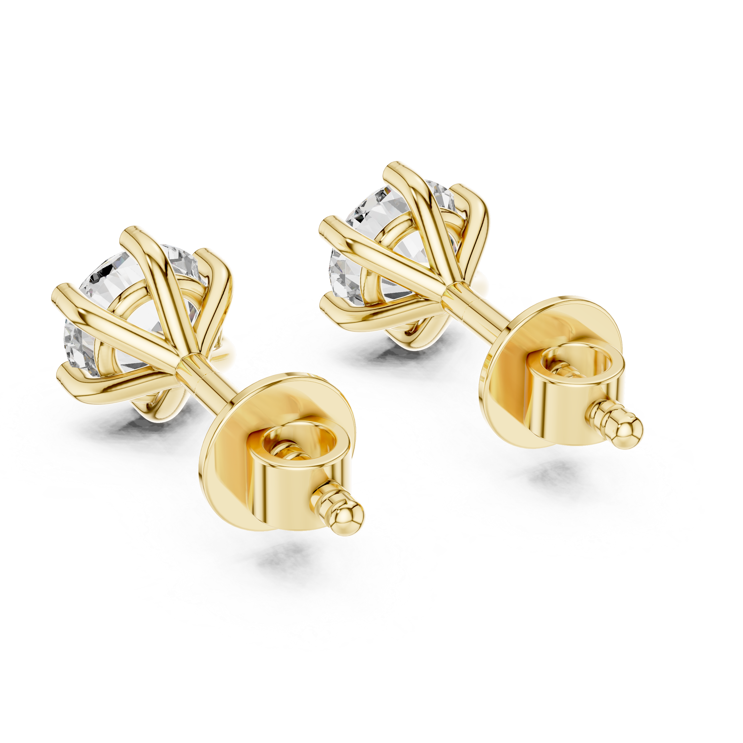 Round diamond Lab grown earstuds six prongs