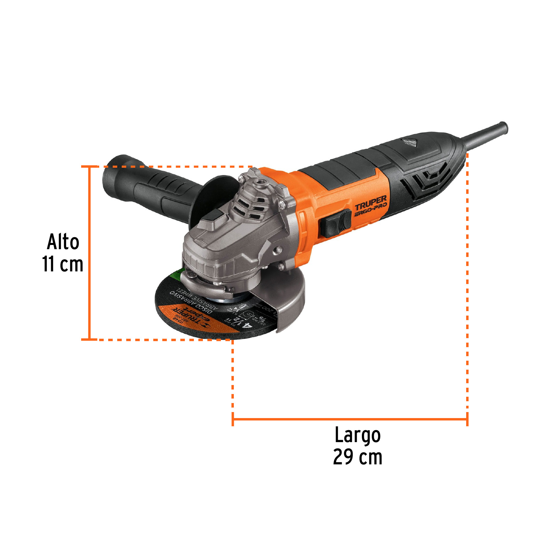 Esmeriladora angular 4-1/2' 850 W, ERGO-PRO, Truper - ERGO-4580 / 18156