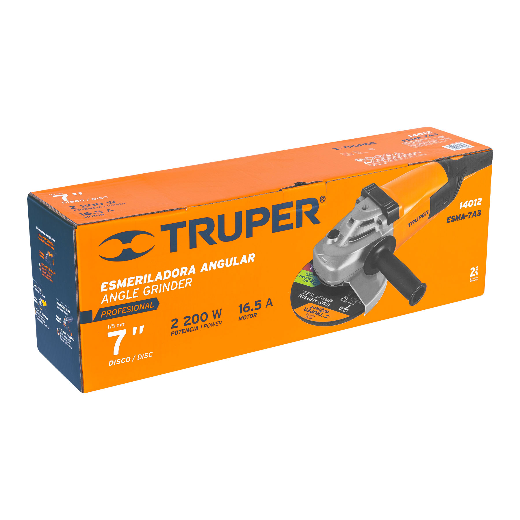 Esmeriladora angular 7' 2200 W, profesional, Truper - ESMA-7A3 / 14012