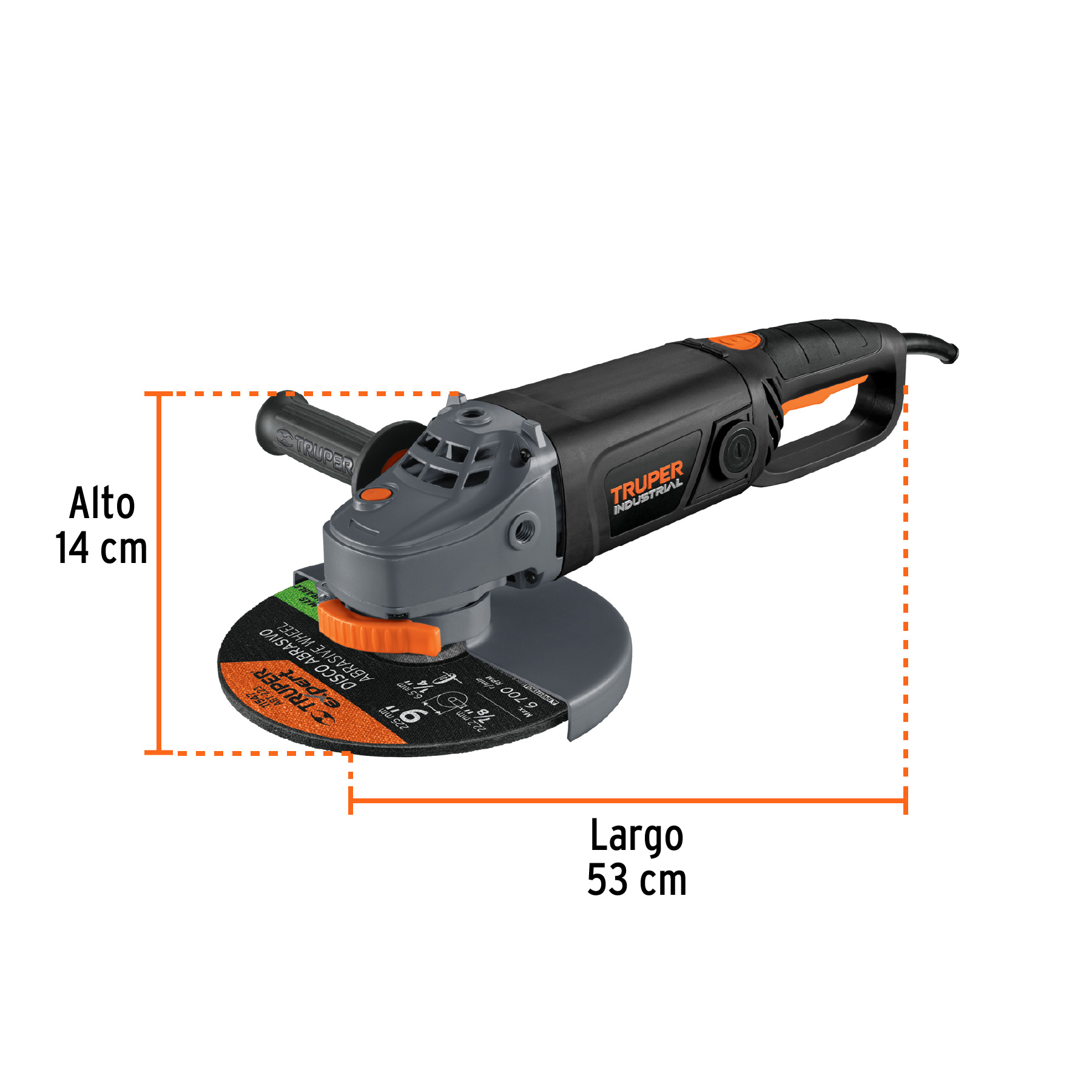 Esmeriladora angular 9' 2100 W, industrial, Truper - ESMA-9N3 / 12482