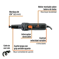 Esmeril recto (rectificador) 1/4' 600 W, industrial - ESRE-1/4N / 16871