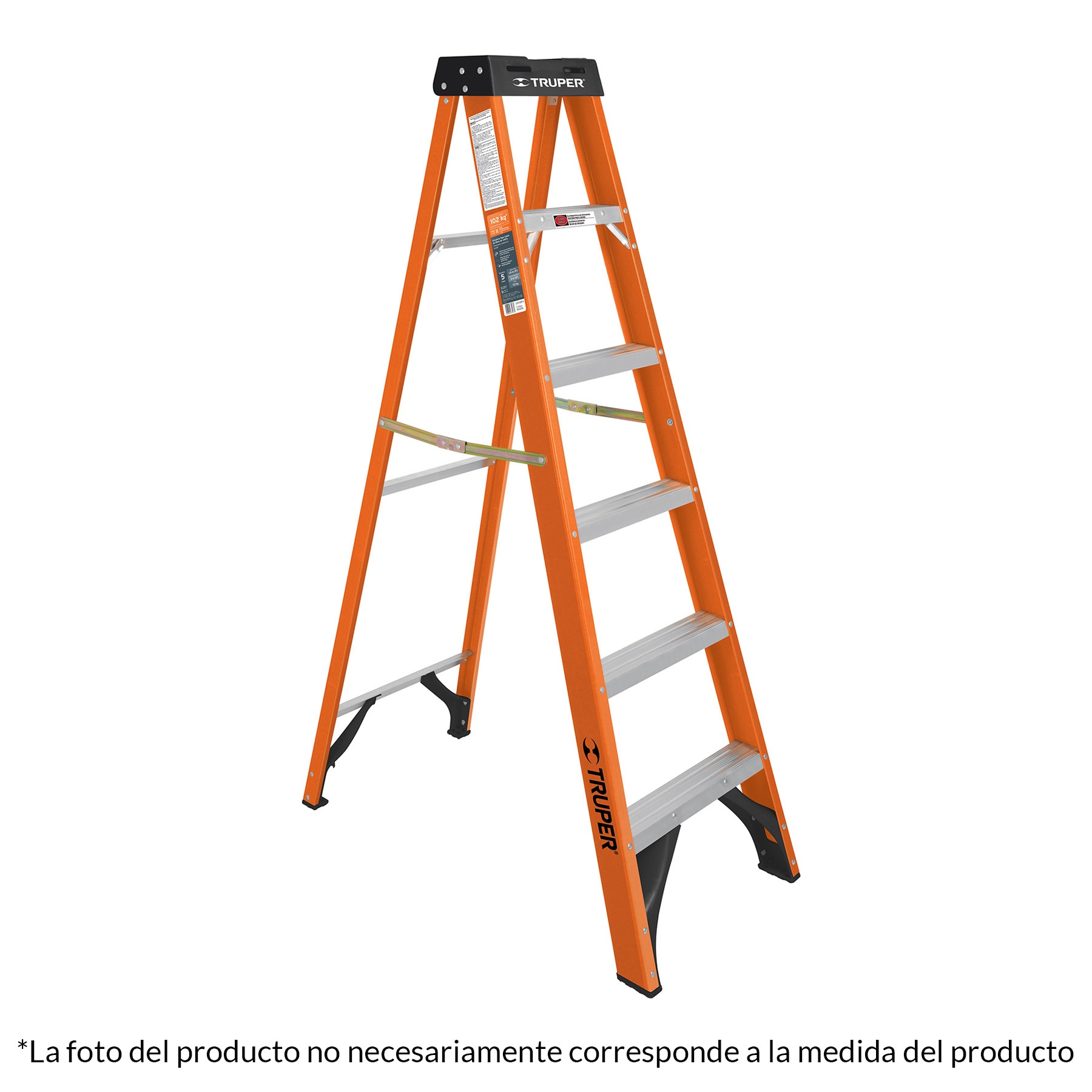 Escalera de tijera, tipo ll, 7 peldaños, fibra de vidrio - EST-27FV / 100227