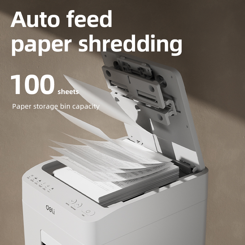 DELI T081 AUTO-FEED MICRO-CUT SHREDDER 26 LT 100SHTS