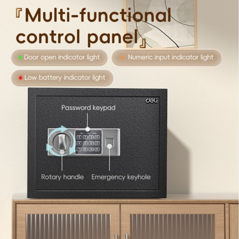 DELI ET523 DIGITAL SAFE + KEY - H30xW38xD30cm