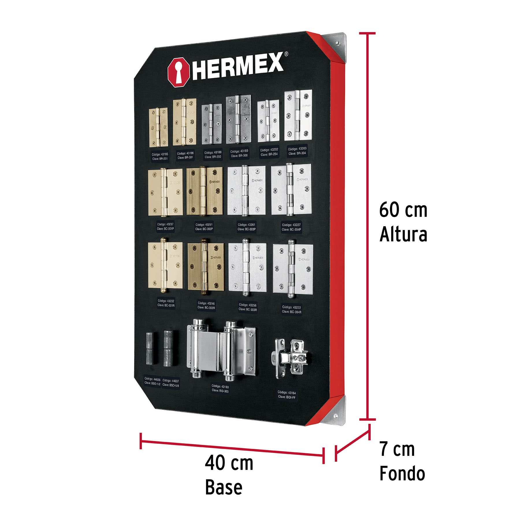 Exhibidor Hermex con bisagras - EX-HE-BI / 56362