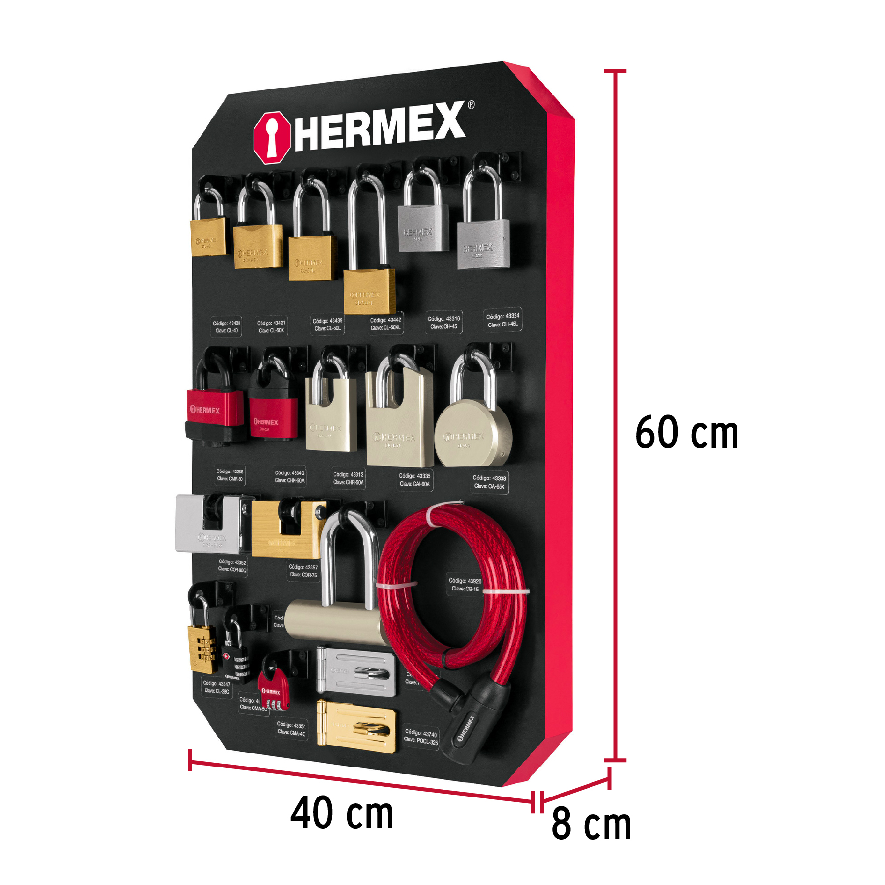 Exhibidor Hermex con candados - EX-HE-CA / 56361