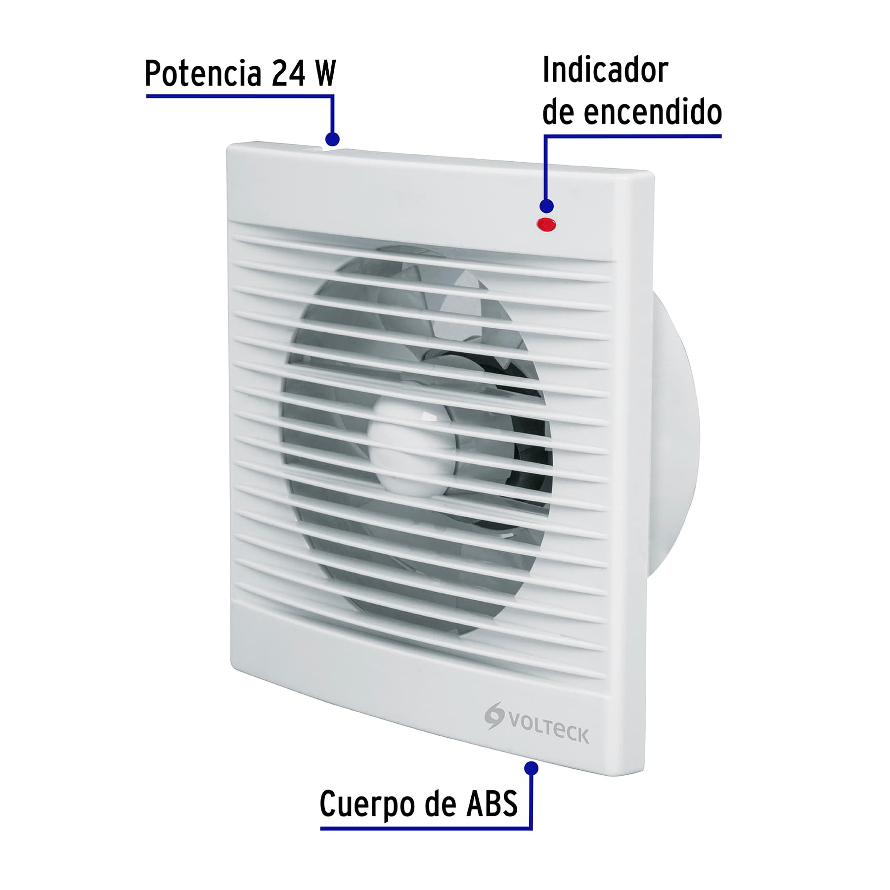Extractor de aire de 6", blanco, Volteck, EXA-6B / 48532