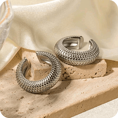 Ear Cuffs C-Shape Fish Scale