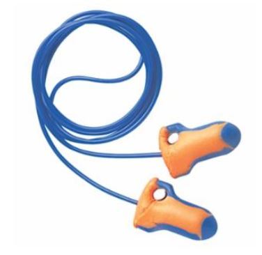 Laser Trak® Detectable Earplugs, Foam, Blue/Orange, Corded