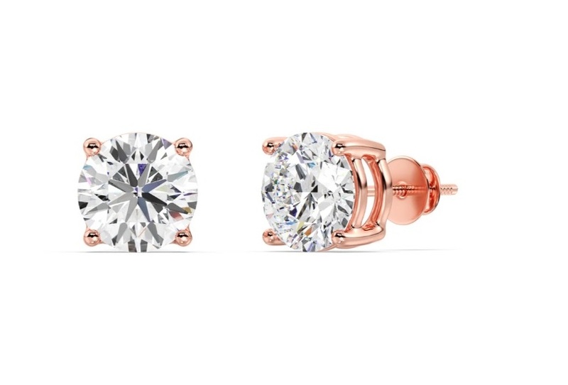Solitaire Round Earstuds