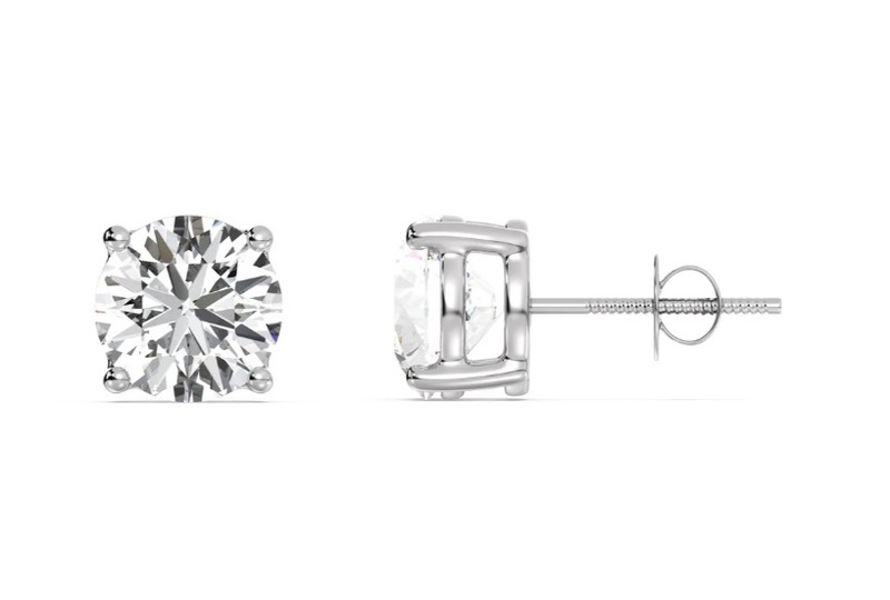 Solitaire Round Earstuds