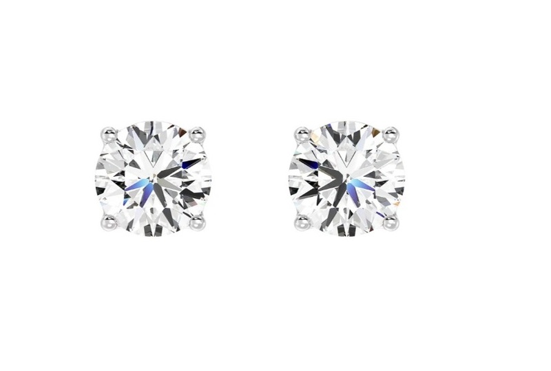 Solitaire Round Earstuds