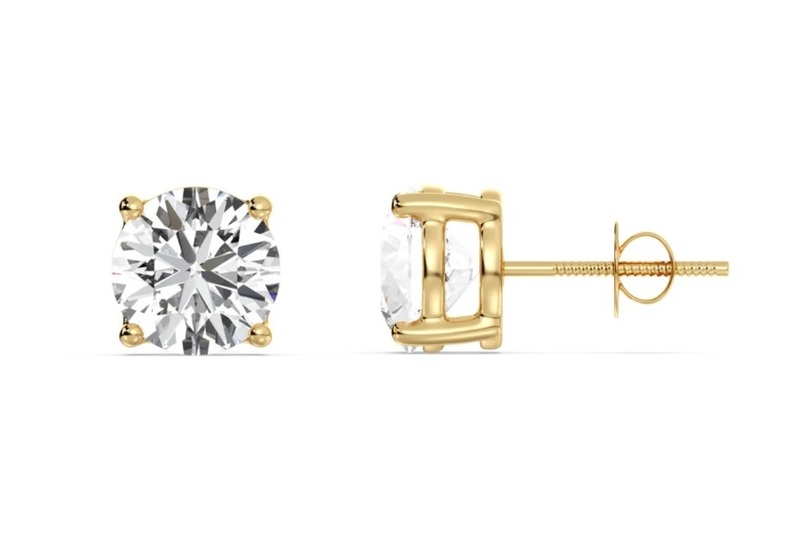 Solitaire Round Earstuds