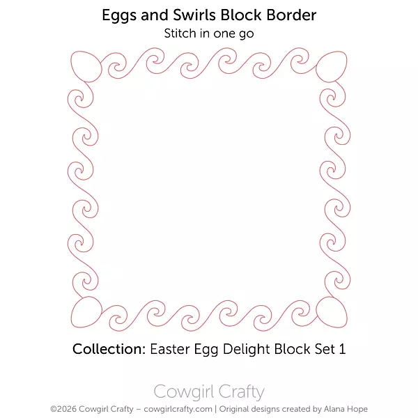 Easter Egg Delight 1-10 | Eggs and Swirls Block with Border | Digital Quilting Pattern