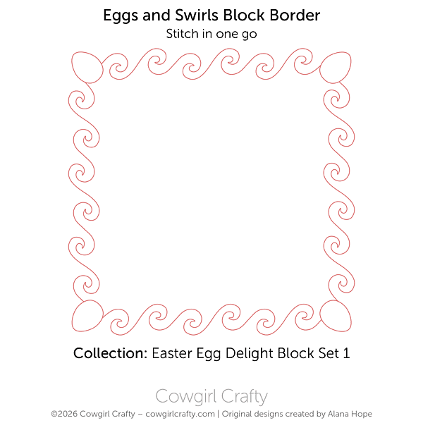 Easter Egg Delight 1-10 | Eggs and Swirls Block with Border | Digital Quilting Pattern