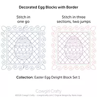 Easter Egg Delight 1-8 | Decorated Egg Block with Border | Digital Quilting Pattern