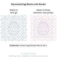 Easter Egg Delight 1-8 | Decorated Egg Block with Border | Digital Quilting Pattern