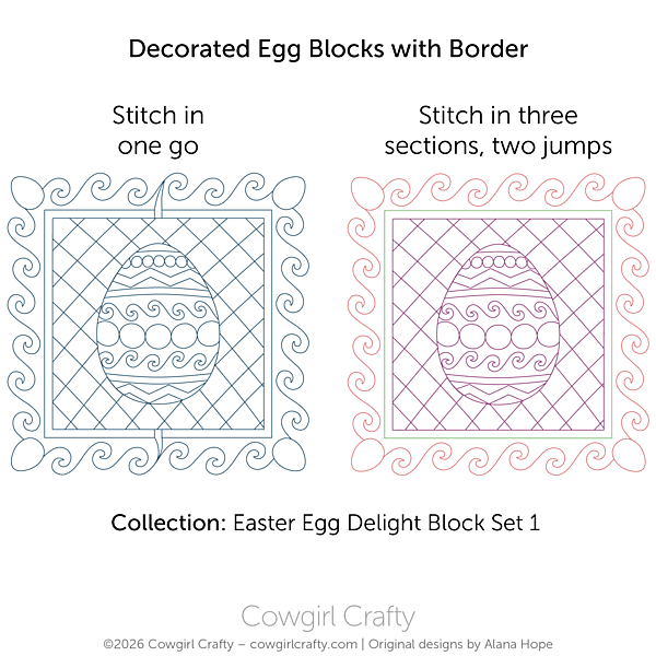Easter Egg Delight 1-8 | Decorated Egg Block with Border | Digital Quilting Pattern