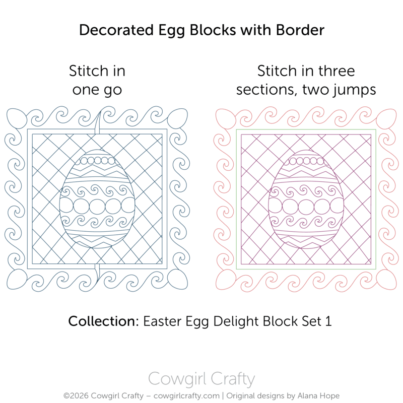 Easter Egg Delight 1-8 | Decorated Egg Block with Border | Digital Quilting Pattern