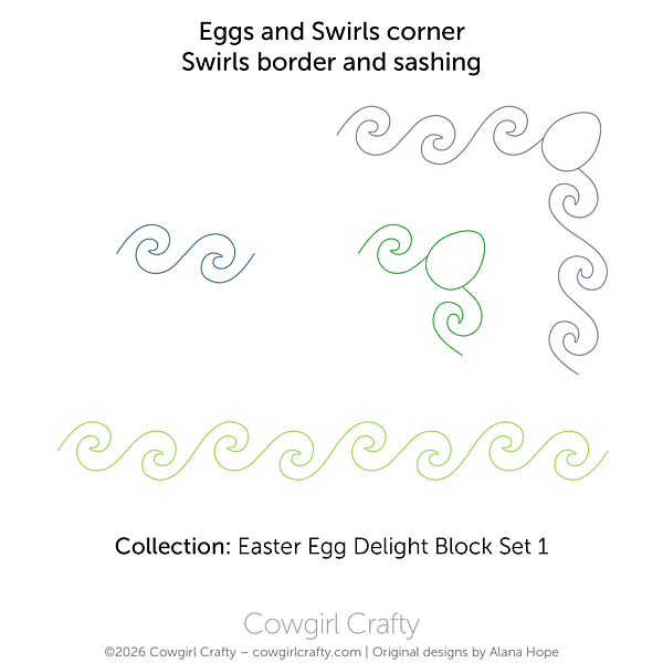 Easter Egg Delight 1-13 | Eggs and Swirls Sashing, Border, Corner Set | Digital Quilting Pattern