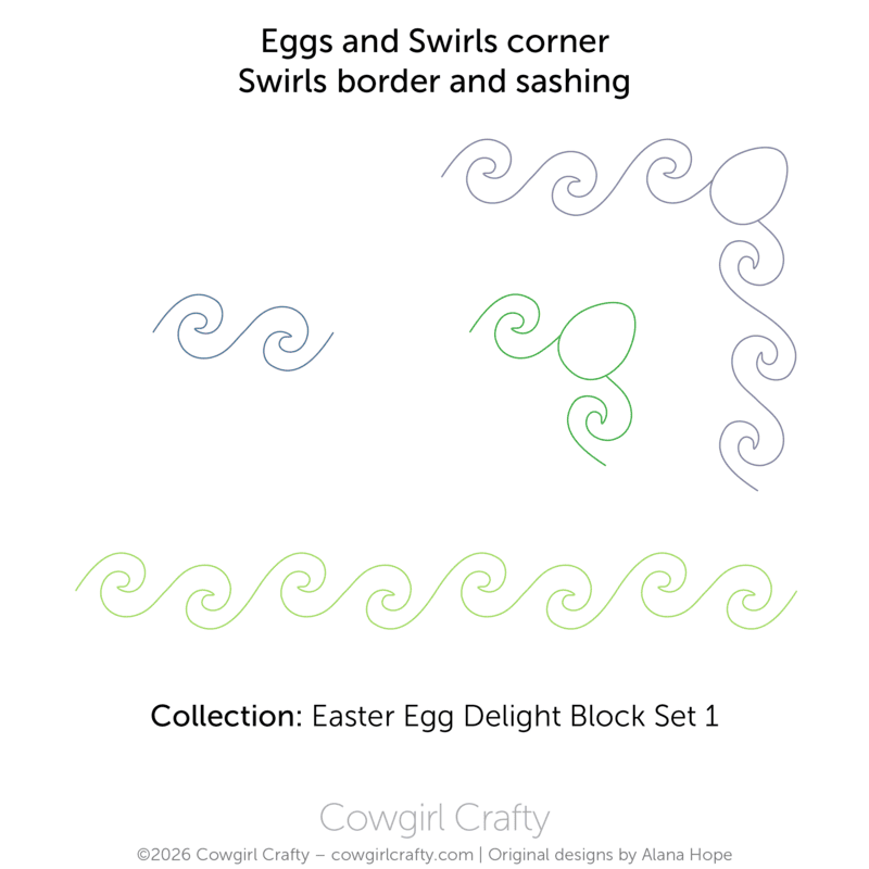 Easter Egg Delight 1-13 | Eggs and Swirls Sashing, Border, Corner Set | Digital Quilting Pattern