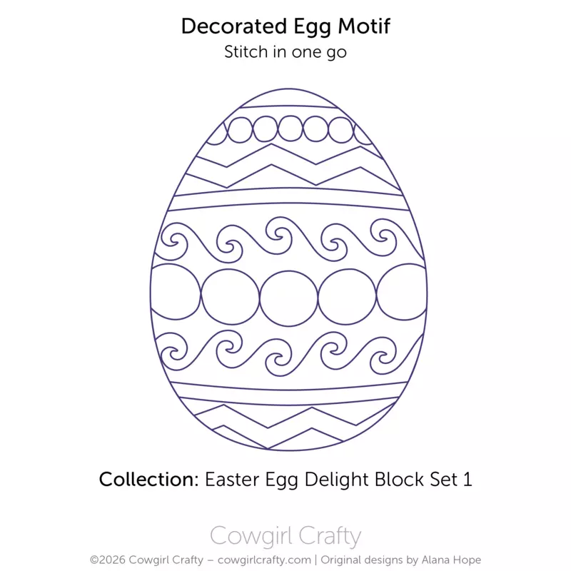 Easter Egg Delight 1-2 | Decorated Egg Motif | Longarm Digital Quilting Pattern