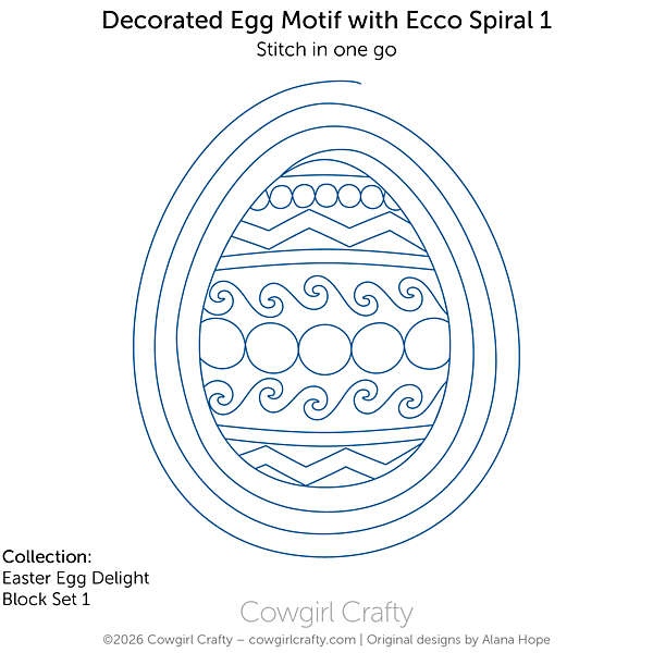 Easter Egg Delight 1-4 | Decorated Egg with Ecco Spiral (Opens on Top) | Longarm Digital Quilting Pattern