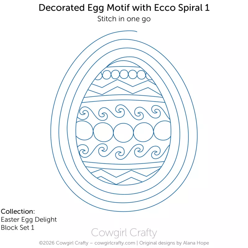 Easter Egg Delight 1-4 | Decorated Egg with Ecco Spiral (Opens on Top) | Longarm Digital Quilting Pattern