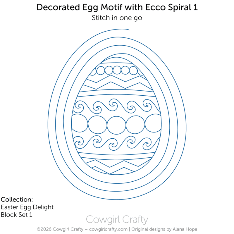 Easter Egg Delight 1-4 | Decorated Egg with Ecco Spiral (Opens on Top) | Longarm Digital Quilting Pattern