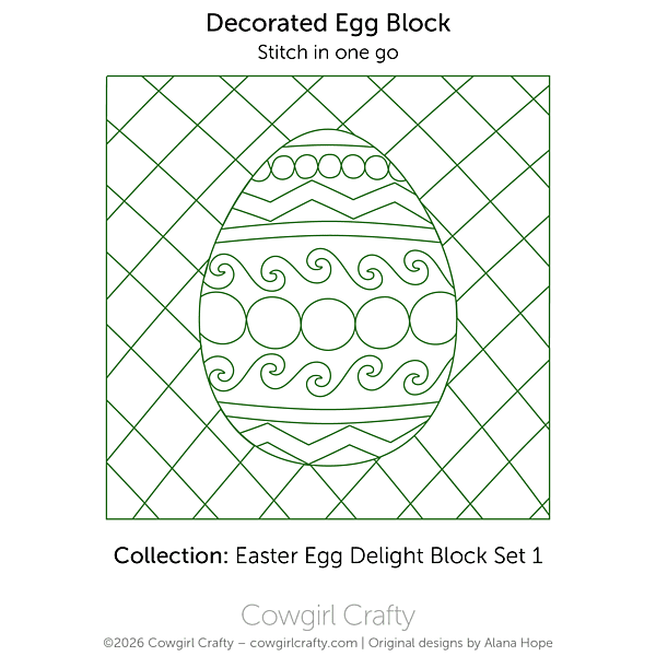 Easter Egg Delight 1-7 | Decorated Egg Block with Border | Digital Quilting Pattern