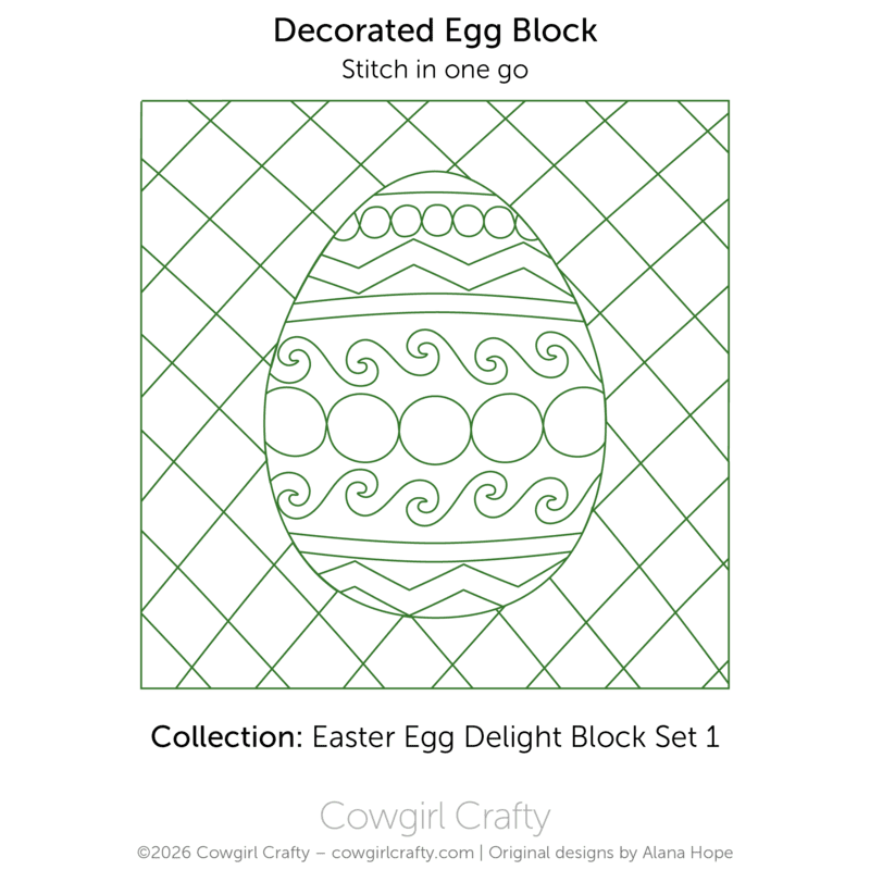 Easter Egg Delight 1-7 | Decorated Egg Block with Border | Digital Quilting Pattern