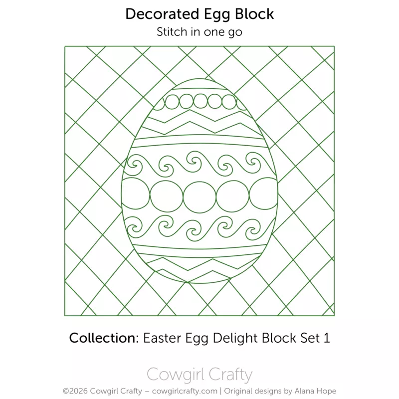 Easter Egg Delight 1-7 | Decorated Egg Block with Border | Digital Quilting Pattern