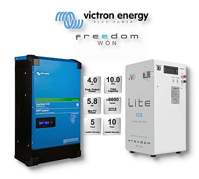 5.0 kW VICTRON EasySolar - FREEDOM WON Combo, c/w 10.0 kWh Lithium Battery 5.0 kW VICTRON EasySolar - FREEDOM WON Combo, c/w 10.0 kWh Lithium Battery