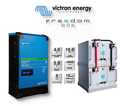 5.0 kW VICTRON EasySolar - FREEDOM WON Combo, c/w 2x 5.0 kWh Lithium Batteries