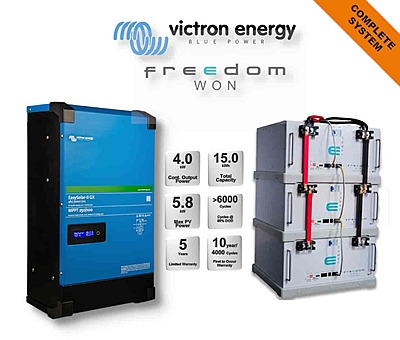 5.0 kW VICTRON EasySolar - FREEDOM WON Combo, c/w 3x 5.0 kWh Lithium Batteries