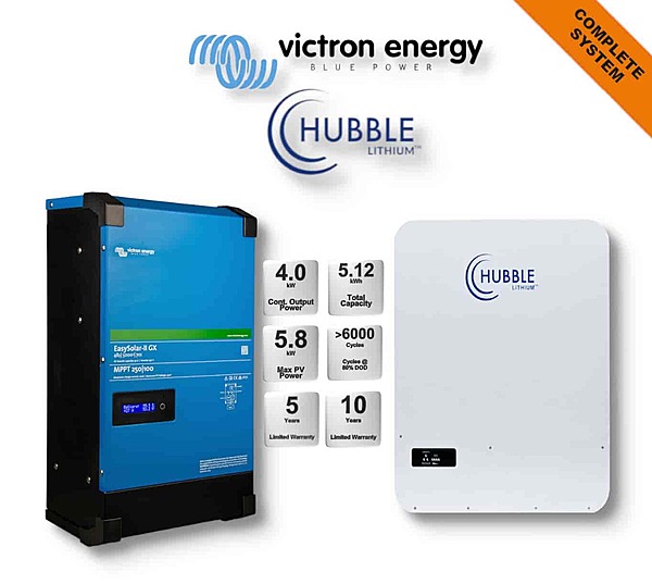 5.0 kW VICTRON EasySolar - HUBBLE Combo, c/w 5.12 kWh Lithium Battery