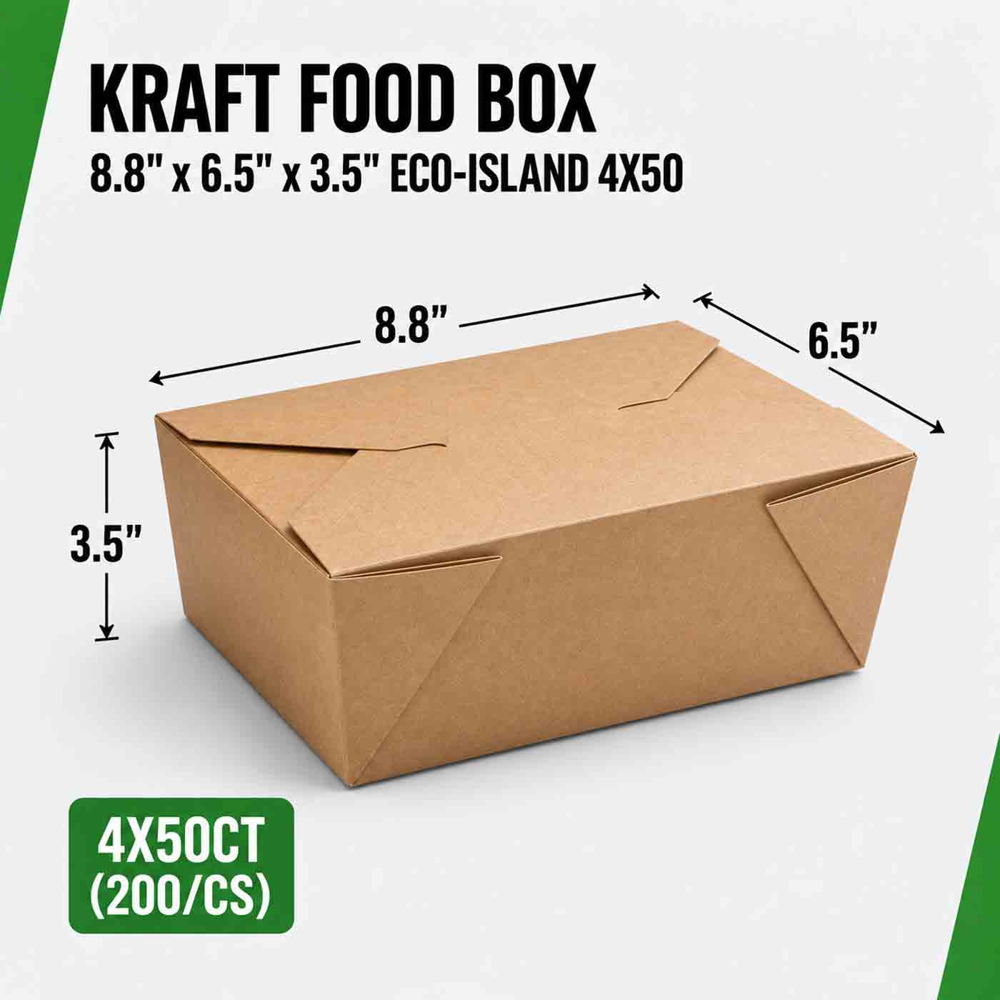 Eco-Island Kraft Food Box 8.8" x 6.5" x 3.5" BIO#4 81oz 4/50
