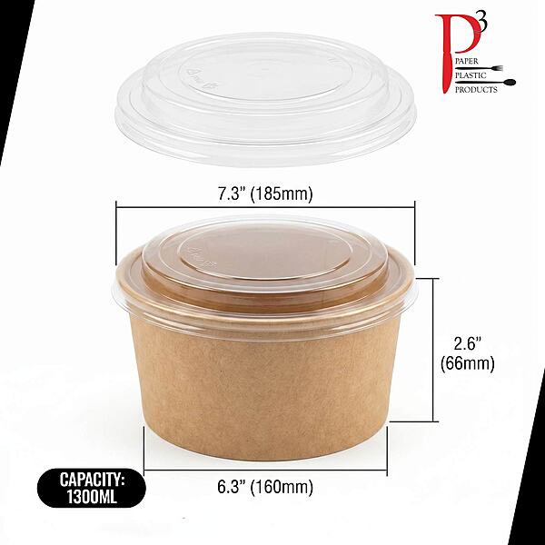 Eco-Island Soup Bowl 44oz (1300ml) Kraft Paper 6/50