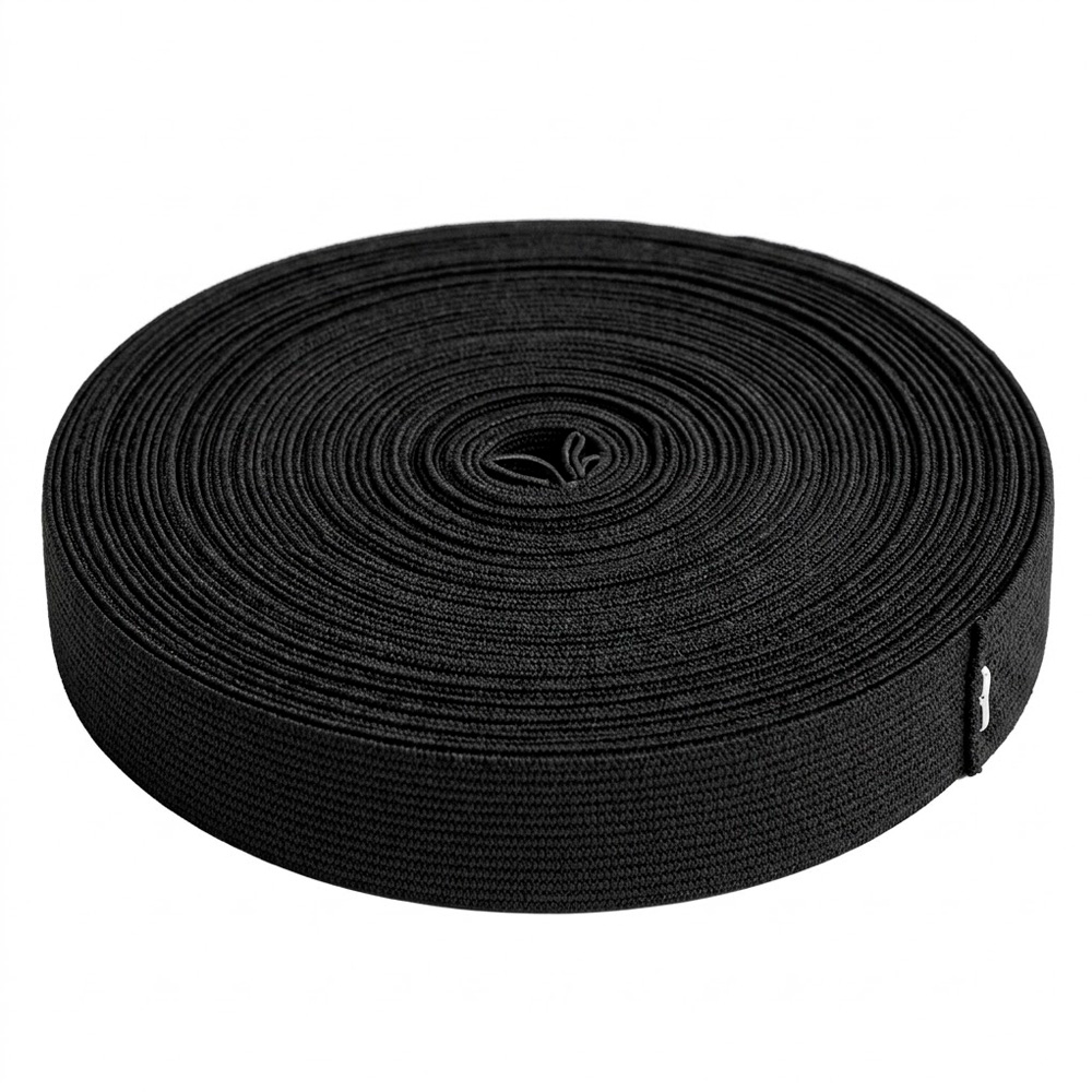 Elastico Plano 2.5Cmt Negro Rollo X 25 Metros Elastico Plano 2.5Cmt Negro Rollo X 25 Metros