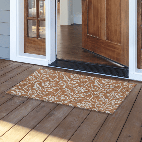 Elegant Floral Pattern Coir Doormat