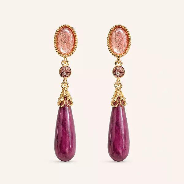 Vintage Pink Lavender Drop Earrings