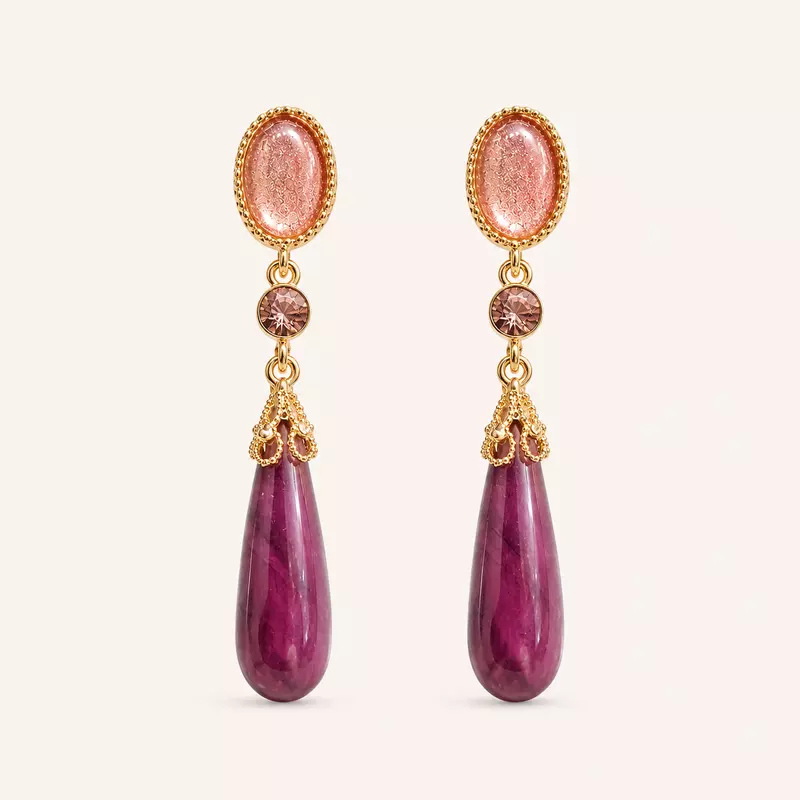 Vintage Pink Lavender Drop Earrings